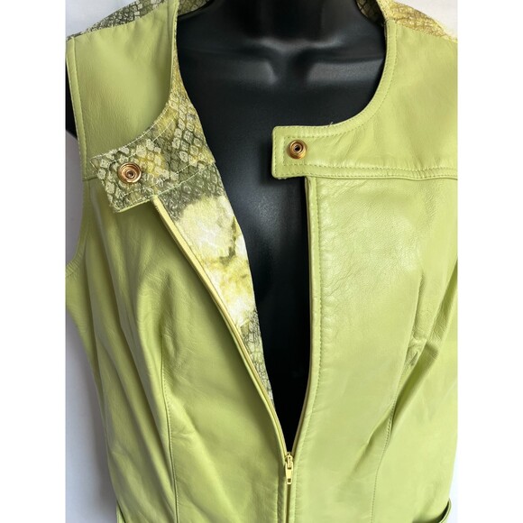 Alberto Makali RARE Kiwi Green Snakeskin Natural Leather Vest 12 Designer Moto - Picture 4 of 10